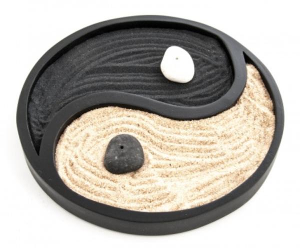 Zen Garten Yin Yang schwarz aus Holz  ca. 20 cm